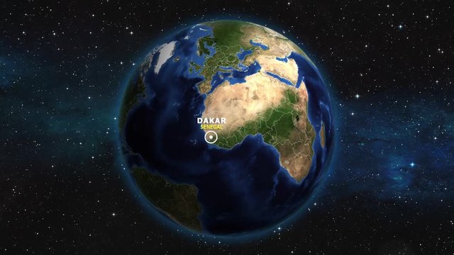 SENEGAL DAKAR ZOOM IN FROM SPACE