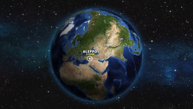 SYRIAN ALEPPO ZOOM IN FROM SPACE