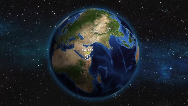 YEMEN TAIZZ ZOOM IN FROM SPACE