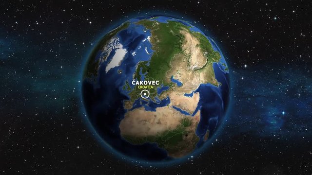 CROATIA CAKOVEC ZOOM IN FROM SPACE