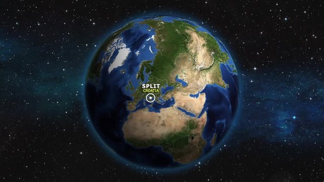 CROATIA SPLIT ZOOM IN FROM SPACE