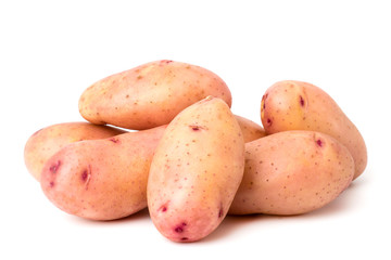 A bunch of young potatoes close-up on a white. Isolated.