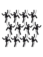 muster freunde team crew logo figur symbol bergsteiger klettern berge hoch sport hobby freizeit climbing aufstieg sicherheitsseil silhouette schwarz umriss