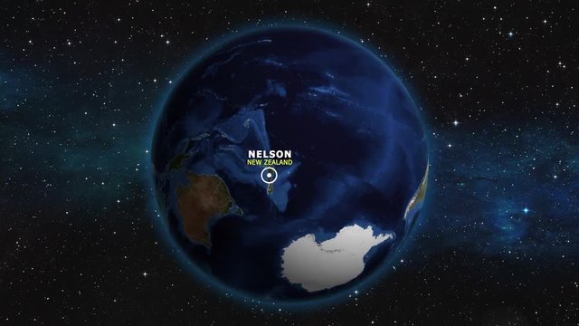 NEW ZEALAND NELSON ZOOM IN FROM SPACE