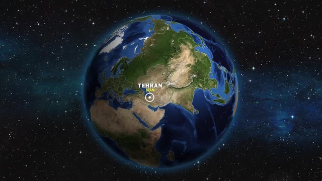 IRAN TEHRAN ZOOM IN FROM SPACE