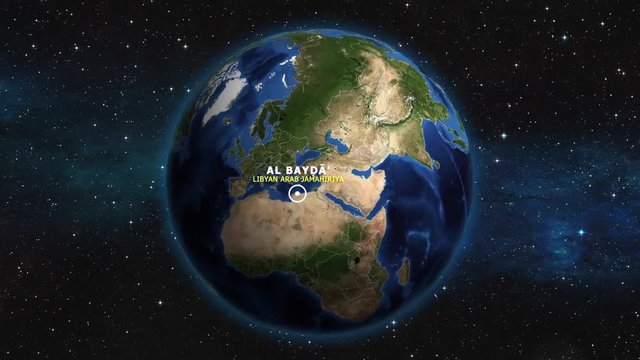 LIBYAN ARAB JAMAHIRIYA AL BAYDA ZOOM IN FROM SPACE