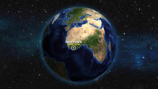 SIERRA LEONE FREETOWN ZOOM IN FROM SPACE