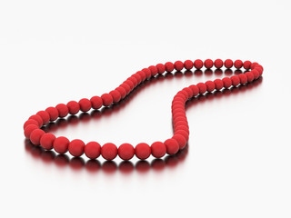 3D illustration red pearl necklace beads