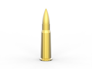 3D illustration gold bullet cartridge