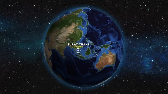 THAILAND SURAT THANI ZOOM IN FROM SPACE