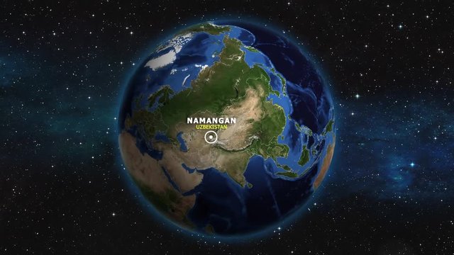 UZBEKISTAN NAMANGAN ZOOM IN FROM SPACE