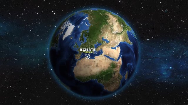 TUNISIA BIZERTE ZOOM IN FROM SPACE