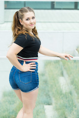 Behind view of teenager girl