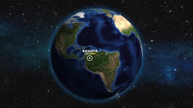 COLOMBIA BOGOTA ZOOM IN FROM SPACE