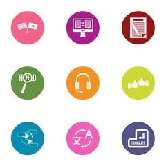 Borderless icons set. Flat set of 9 borderless vector icons for web isolated on white background