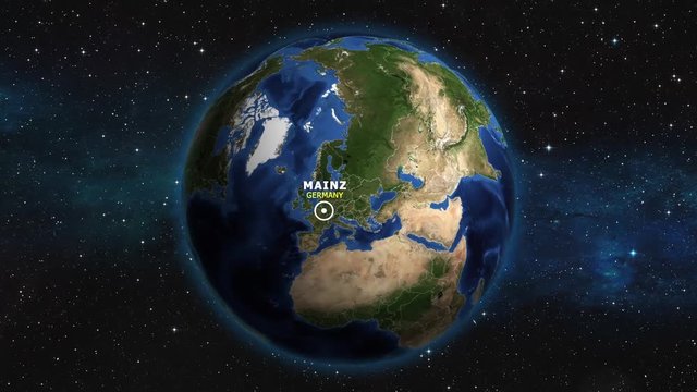 GERMANY MAINZ ZOOM IN FROM SPACE