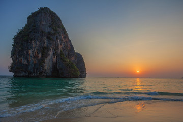 Beautiful landscape at the sea evening sunset. Thailand