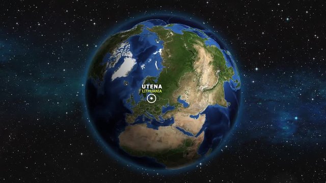 LITHUANIA UTENA ZOOM IN FROM SPACE