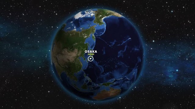 JAPAN OSAKA ZOOM IN FROM SPACE