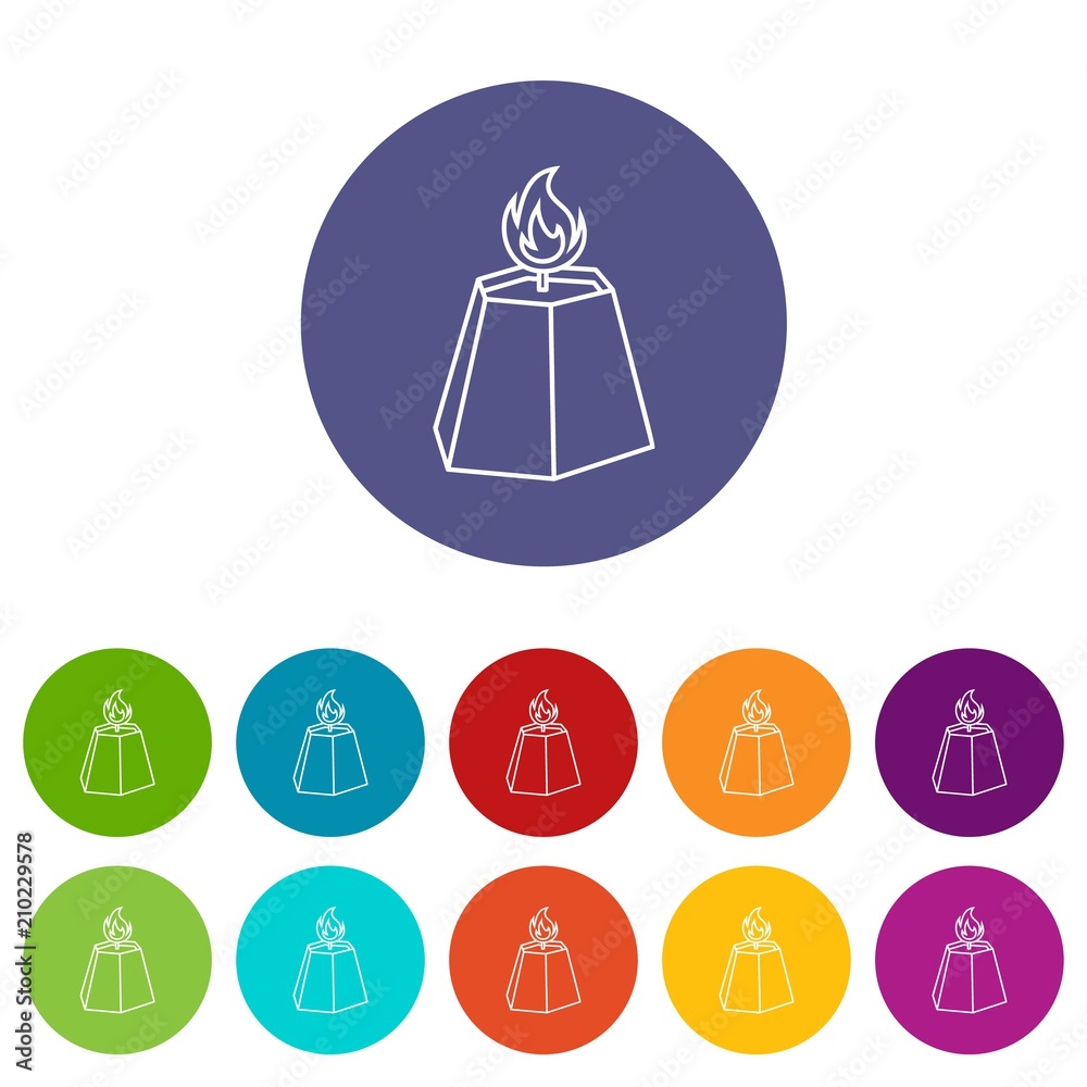 Sticker Hexagon candle icons color set vector for any web design on white background - Stickers