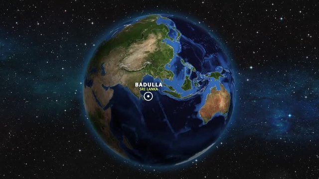 SRI LANKA BADULLA ZOOM IN FROM SPACE