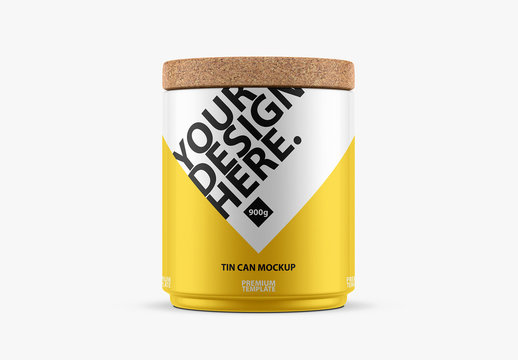 Tin Can with Cork Lid Mockup