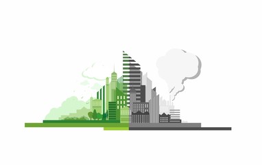 comparison of two cities: environmentally friendly and polluted