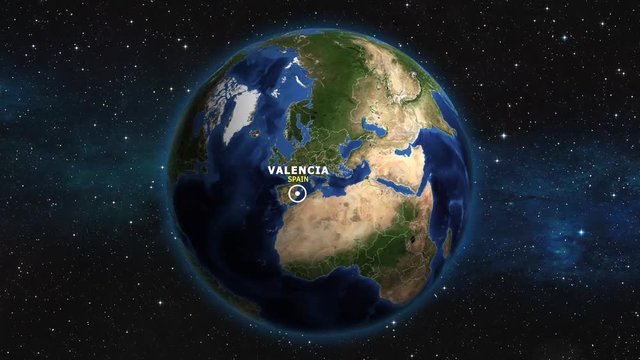 SPAIN VALENCIA ZOOM IN FROM SPACE