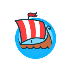 Vector Drakkar - Emblem with Scandinavian Vikings Warship