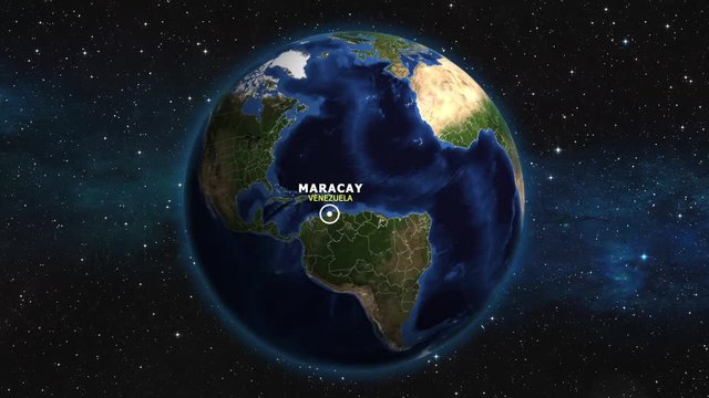 VENEZUELA MARACAY ZOOM IN FROM SPACE