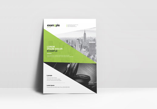 Business Flyer Layout with Green Geometric Element