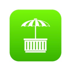 Cafe stall icon green vector isolated on white background