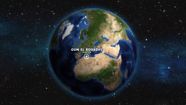 ALBANIA OUM EL BOUAGHI ZOOM IN FROM SPACE