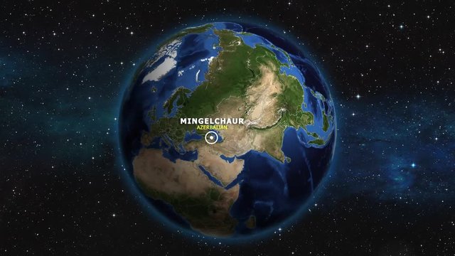 AZERBAIJAN MINGELCHAUR ZOOM IN FROM SPACE