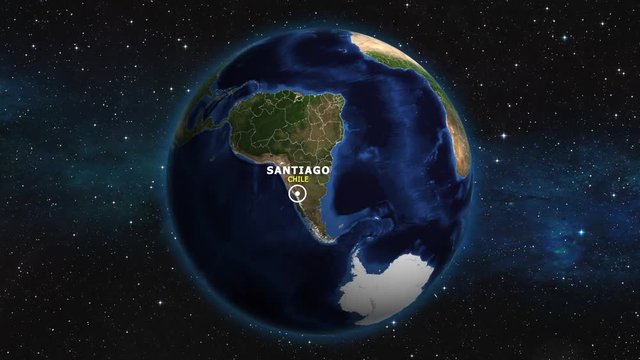 CHILE SANTIAGO ZOOM IN FROM SPACE