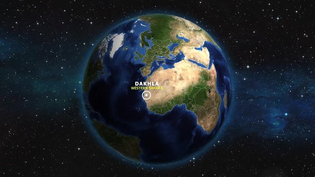 WESTERN SAHARA DAKHLA ZOOM IN FROM SPACE