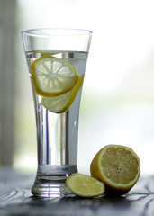 Glass of water with lime