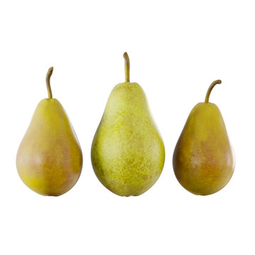 Three pears on a white background