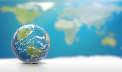 Planet Earth with clouds, North America and South America 3D-Illustration. Elements of this image furnished by NASA