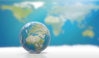 Planet Earth with clouds, Europe and part of Asia and Africa 3D-Illustration. Elements of this image furnished by Nasa