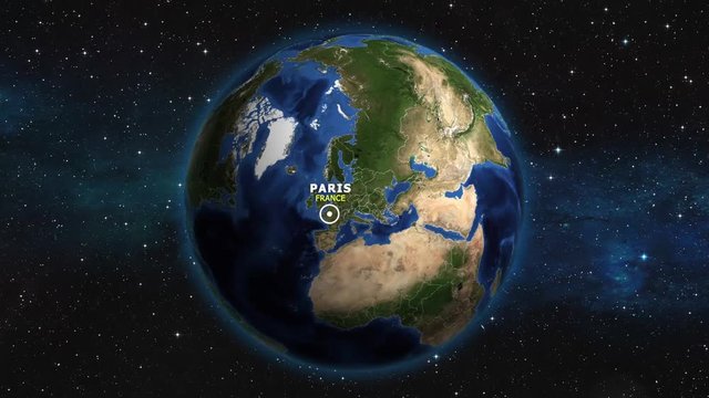 FRANCE PARIS ZOOM IN FROM SPACE