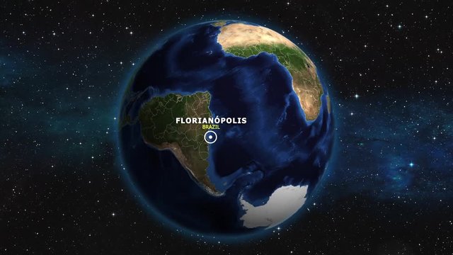 BRAZIL FLORIANOPOLIS ZOOM IN FROM SPACE