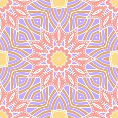 Seamless background pattern in geometric floral style. Vector illustration.