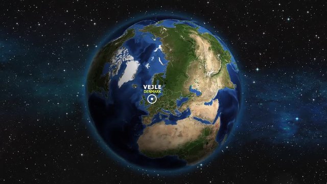 DENMARK VEJLE ZOOM IN FROM SPACE