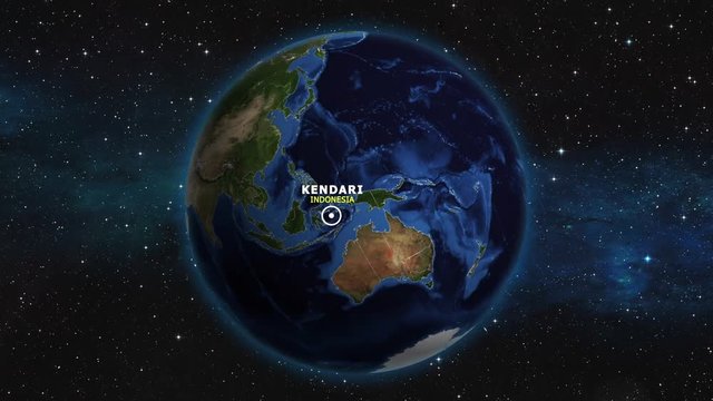 INDONESIA KENDARI ZOOM IN FROM SPACE