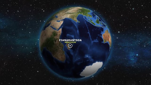 MADAGASCAR FIANARANTSOA ZOOM IN FROM SPACE