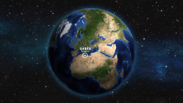 TUNISIA GABES ZOOM IN FROM SPACE