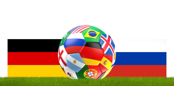 Germany Russia soccer football ball 3D Illustration