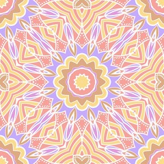 Seamless art deco floral pattern with modern style ornament on color background. For wallpaper, cover book, fabric, scrapbooks.