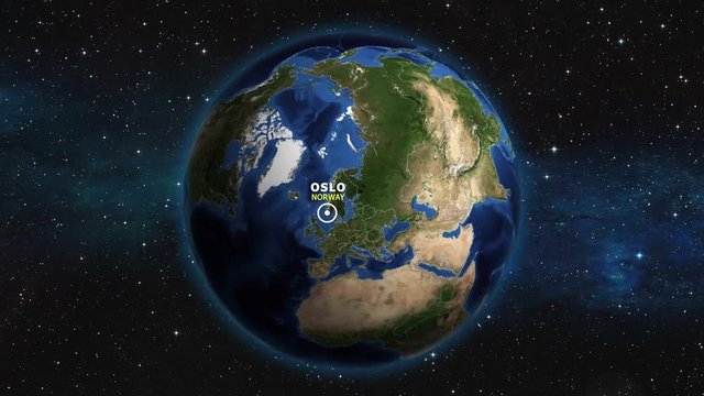 NORWAY OSLO ZOOM IN FROM SPACE